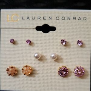 Lauren Conrad set of 5 new on card post earrings. Beautiful colors and styles